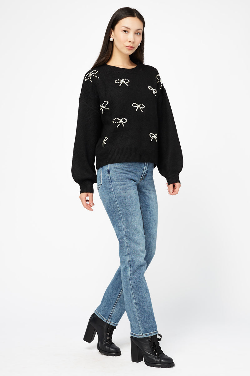 Bella Bow Beaded Sweater