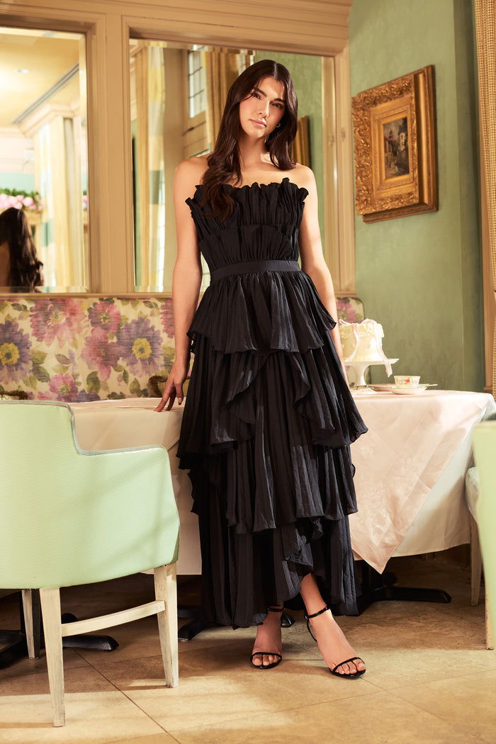 Margaret Ruffle Tiered Maxi Dress - honey