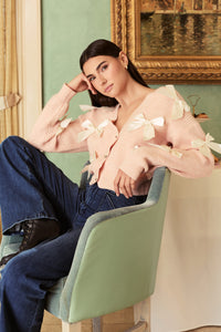 Helena Bow Knit Cardigan - honey