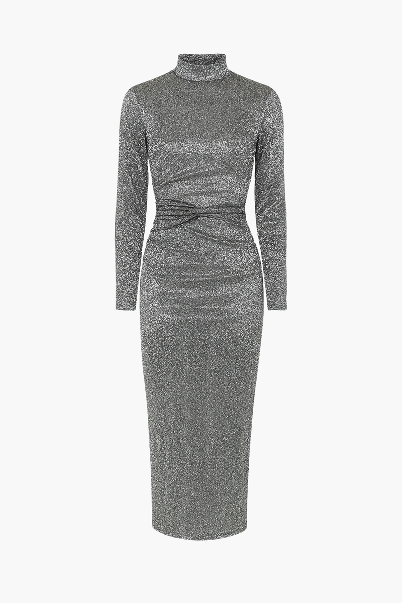 Astra Glitter Backless Midi Dress