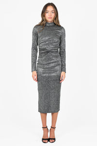 Astra Glitter Backless Midi Dress - honey