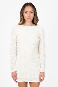 Evangeline Backless Sequin Mini Dress - honey