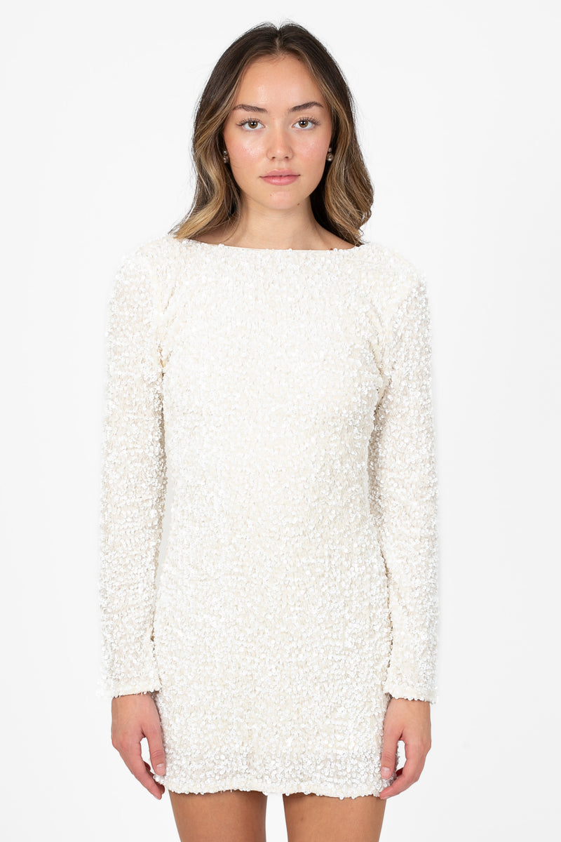 Evangeline Backless Sequin Mini Dress - honey