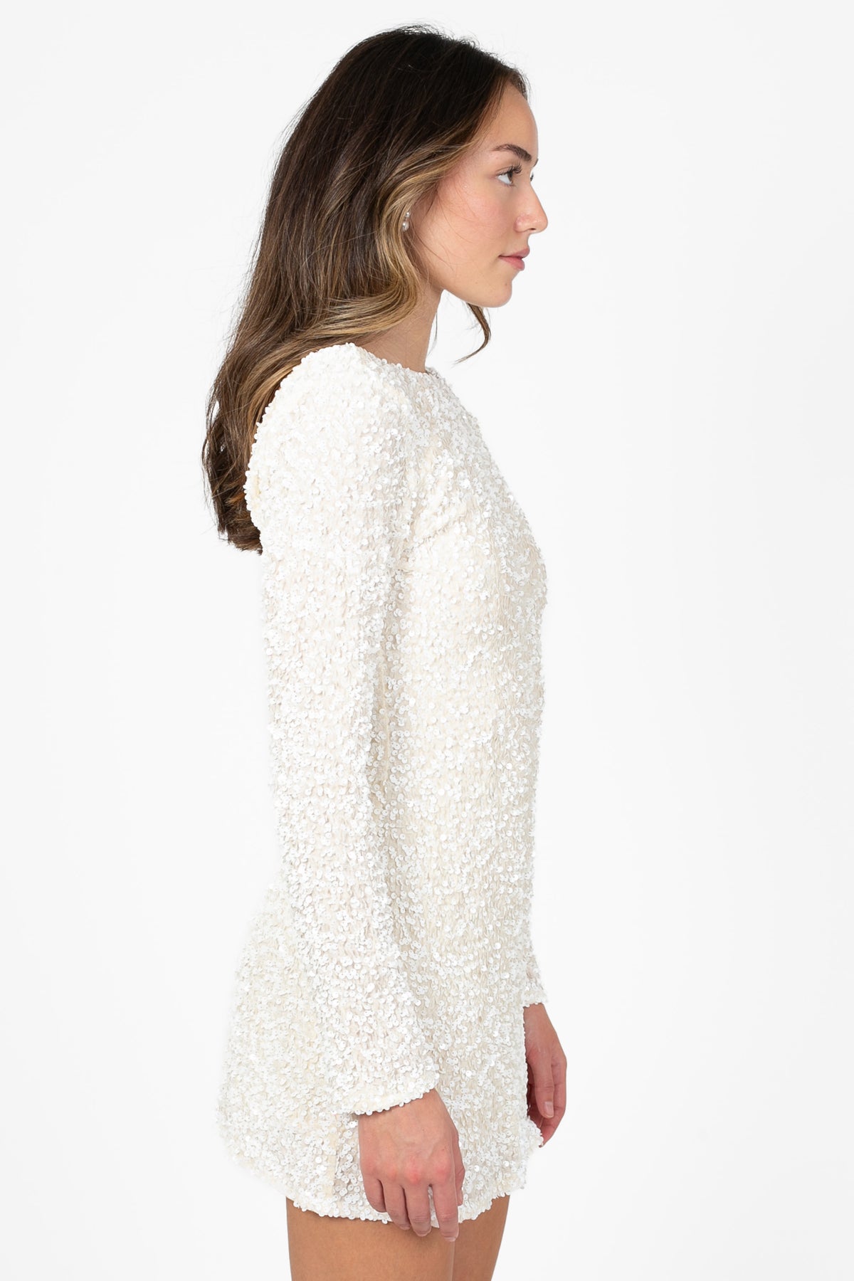 Evangeline Backless Sequin Mini Dress - honey