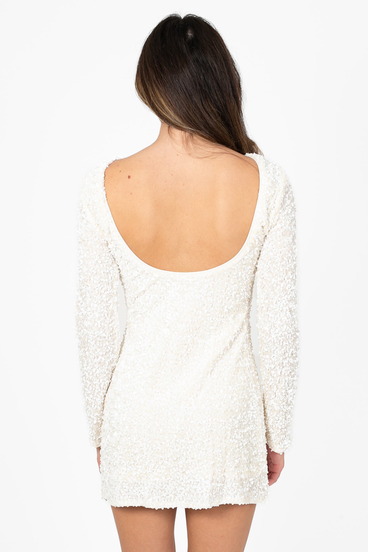 Evangeline Backless Sequin Mini Dress - honey