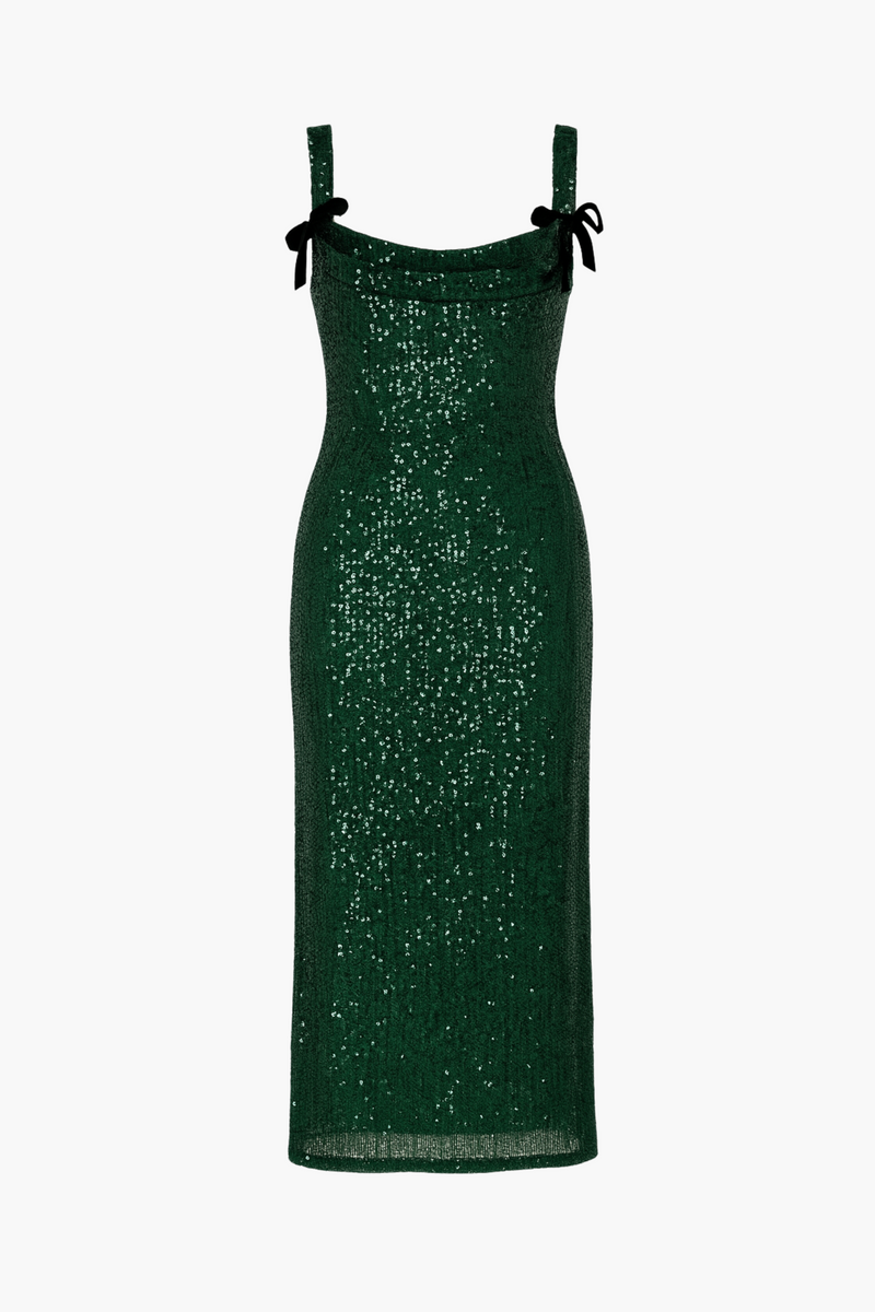 Evergreen Elegance Sequin Midi Dress honey Evergreen Elegance Sequin Midi Dress honey