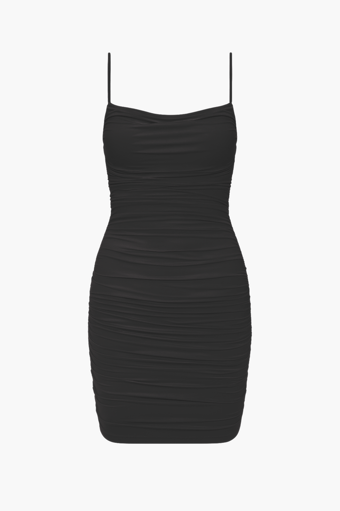 Gweny Mesh Ruched Mini Dress - honey