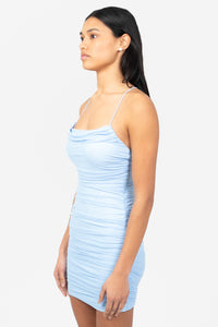 Gweny Mesh Ruched Mini Dress - honey