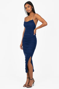 Whitney Mesh Ruched Midi Dress