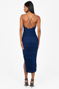 Whitney Mesh Ruched Midi Dress