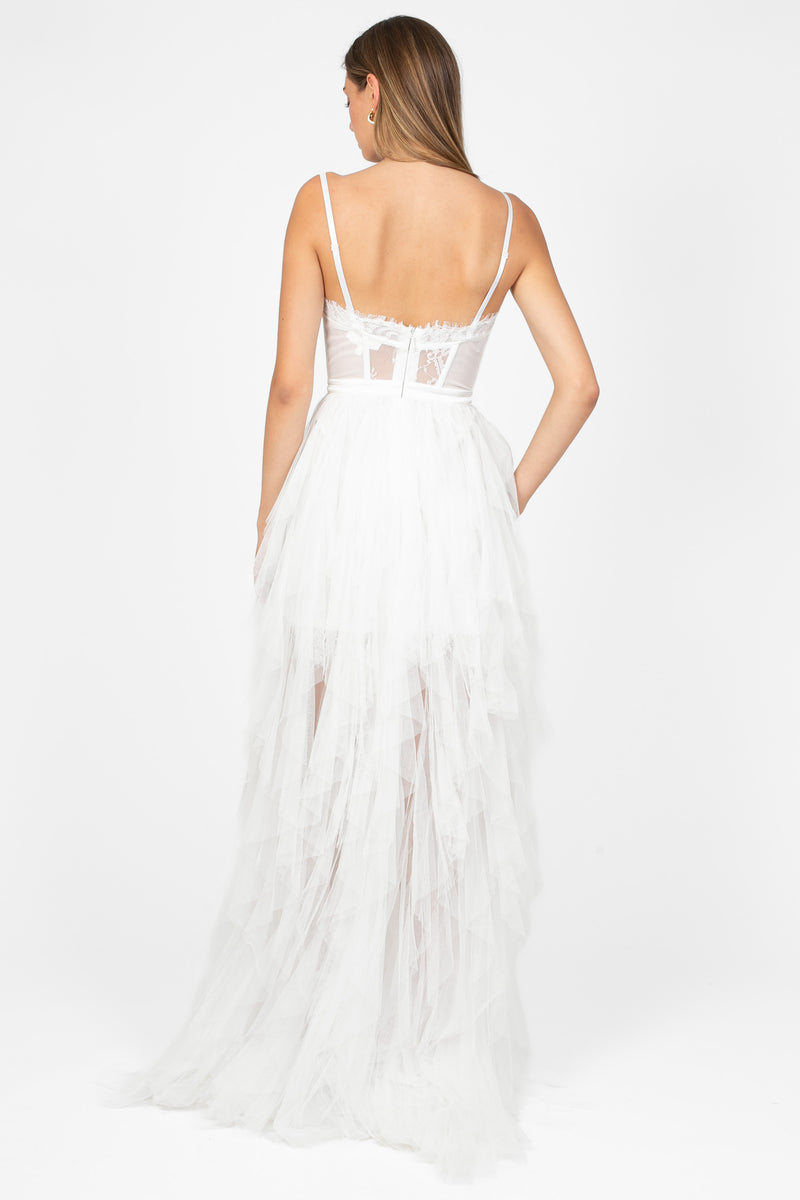 Miley Tulle Lace Maxi Dress - honey