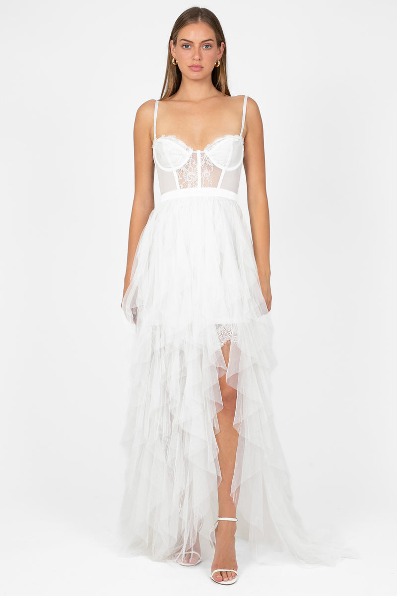 Miley Tulle Lace Maxi Dress - honey