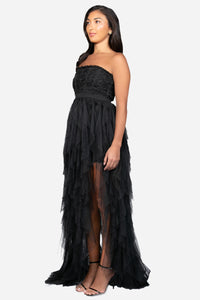 Aliyah Corset Ruffle Maxi Dress - honey