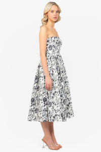 Ophelia Strapless Printed Midi Dress