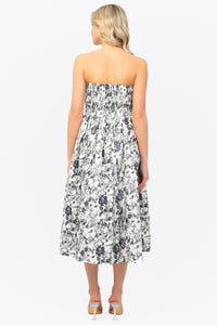 Ophelia Strapless Printed Midi Dress