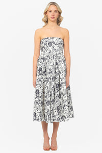 Ophelia Strapless Printed Midi Dress