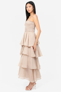Marlow Smocked Tiered Ruffle Maxi Dress - honey
