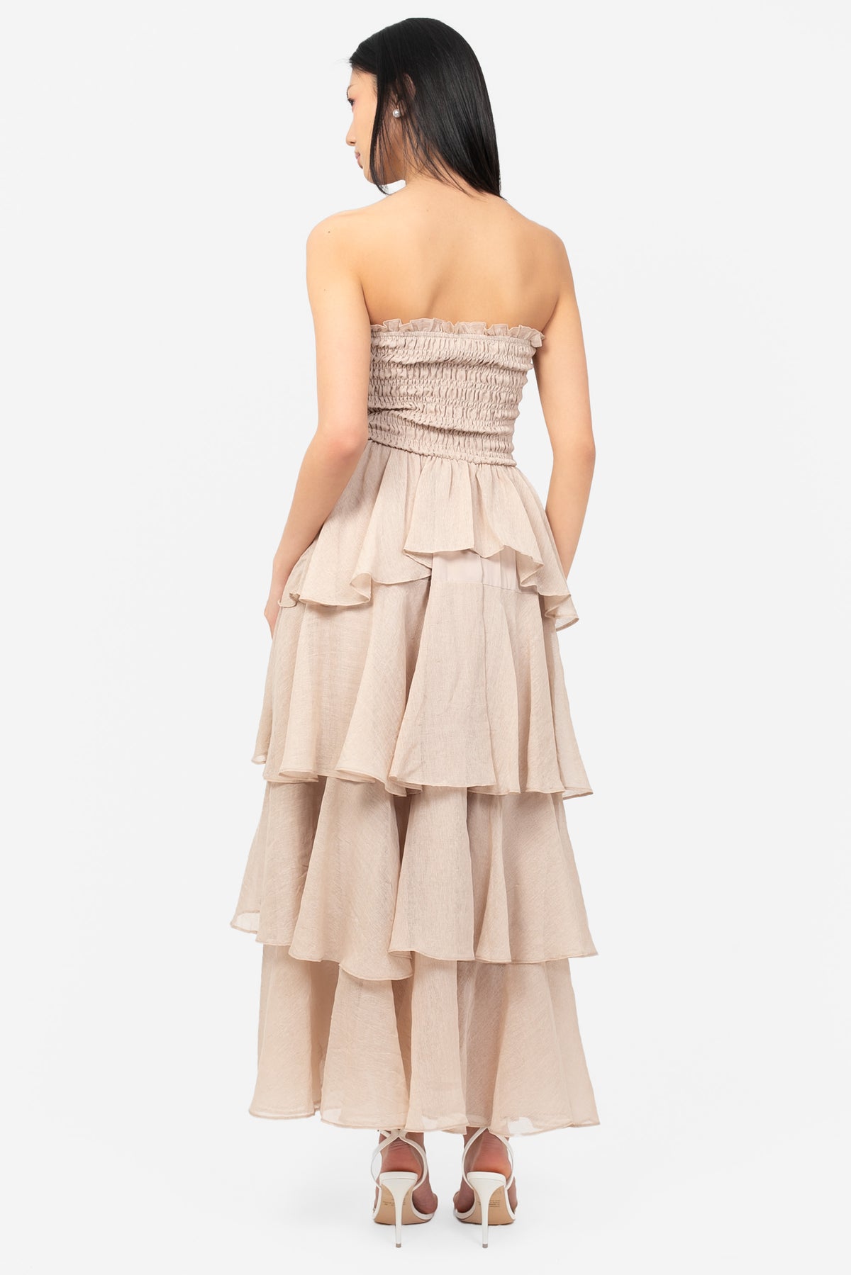 Marlow Smocked Tiered Ruffle Maxi Dress - honey