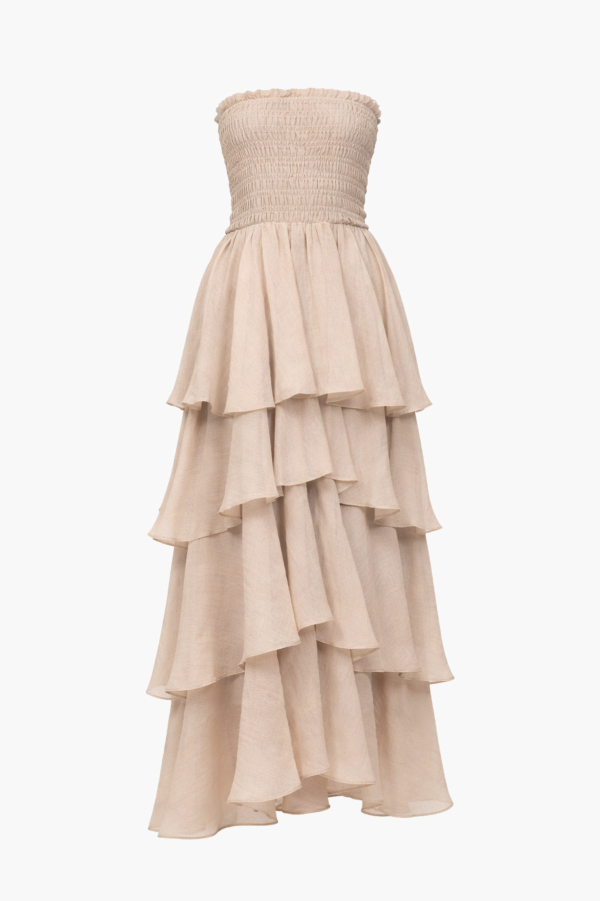 Marlow Smocked Tiered Ruffle Maxi Dress - honey