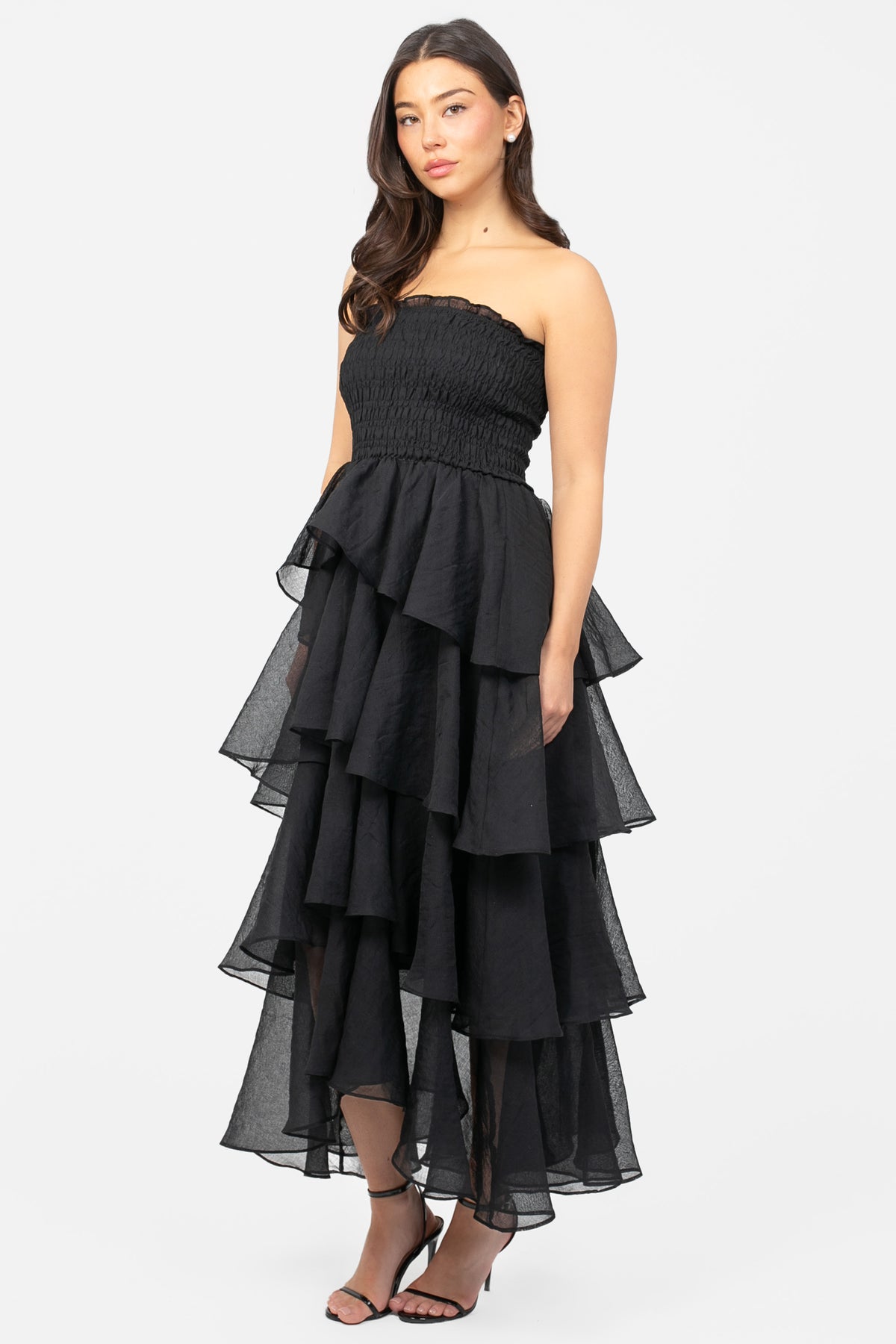 Marlow Smocked Tiered Ruffle Maxi Dress - honey