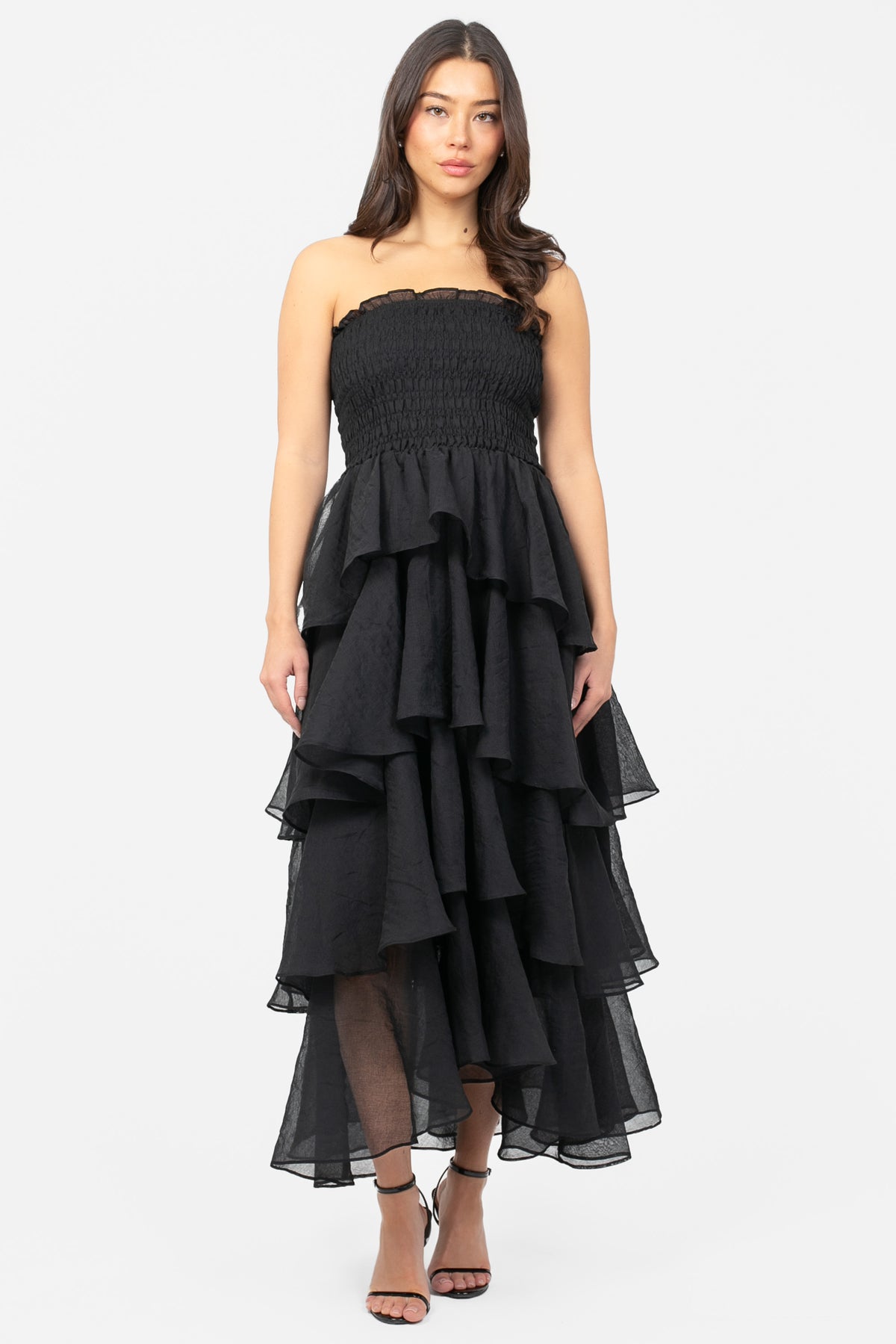 Marlow Smocked Tiered Ruffle Maxi Dress - honey