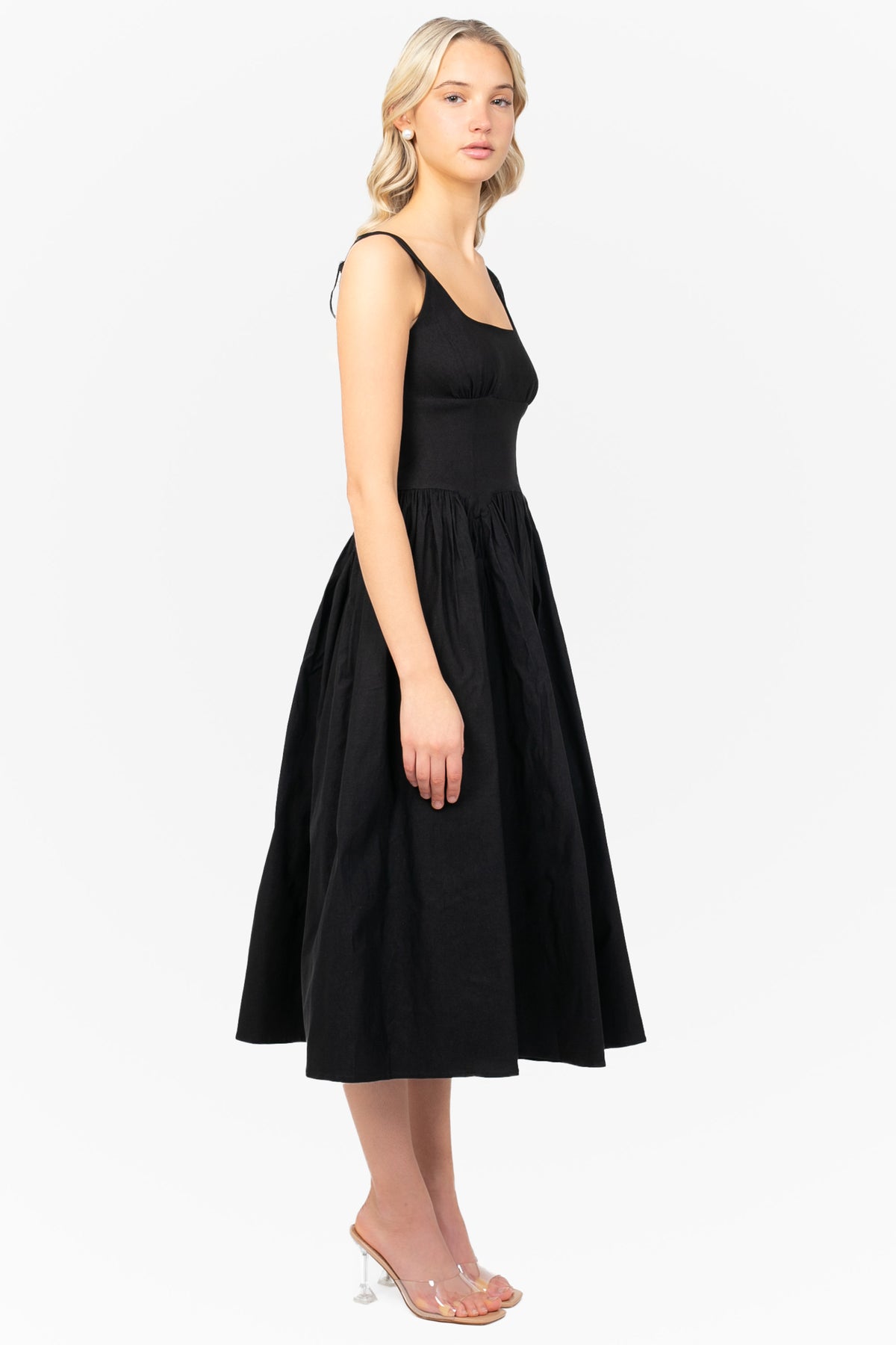 Lilah Linen Flare Midi Dress