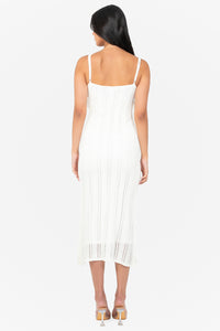 Seaside Ruffle Crochet Knit Midi Dress