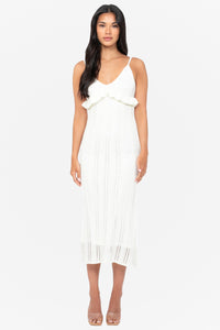 Seaside Ruffle Crochet Knit Midi Dress
