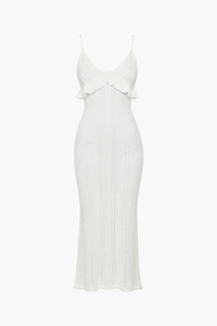 Seaside Ruffle Crochet Knit Midi Dress
