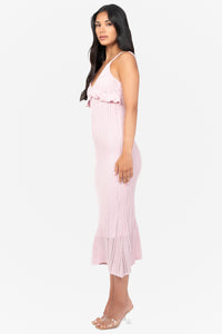 Seaside Ruffle Crochet Knit Midi Dress