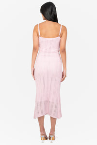Seaside Ruffle Crochet Knit Midi Dress