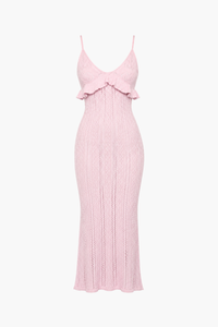 Seaside Ruffle Crochet Knit Midi Dress