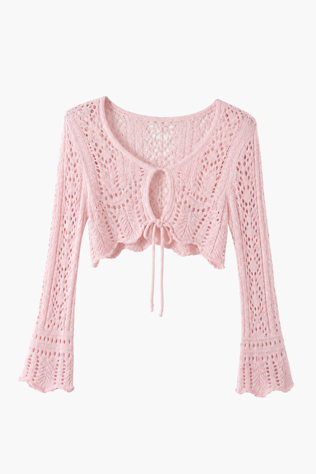 Rayna Tie Front Crochet Crop Sweater