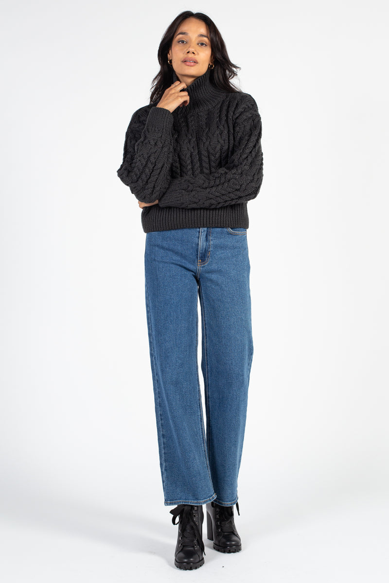 Yolanda Turtleneck Thick Textured Sweater - honey