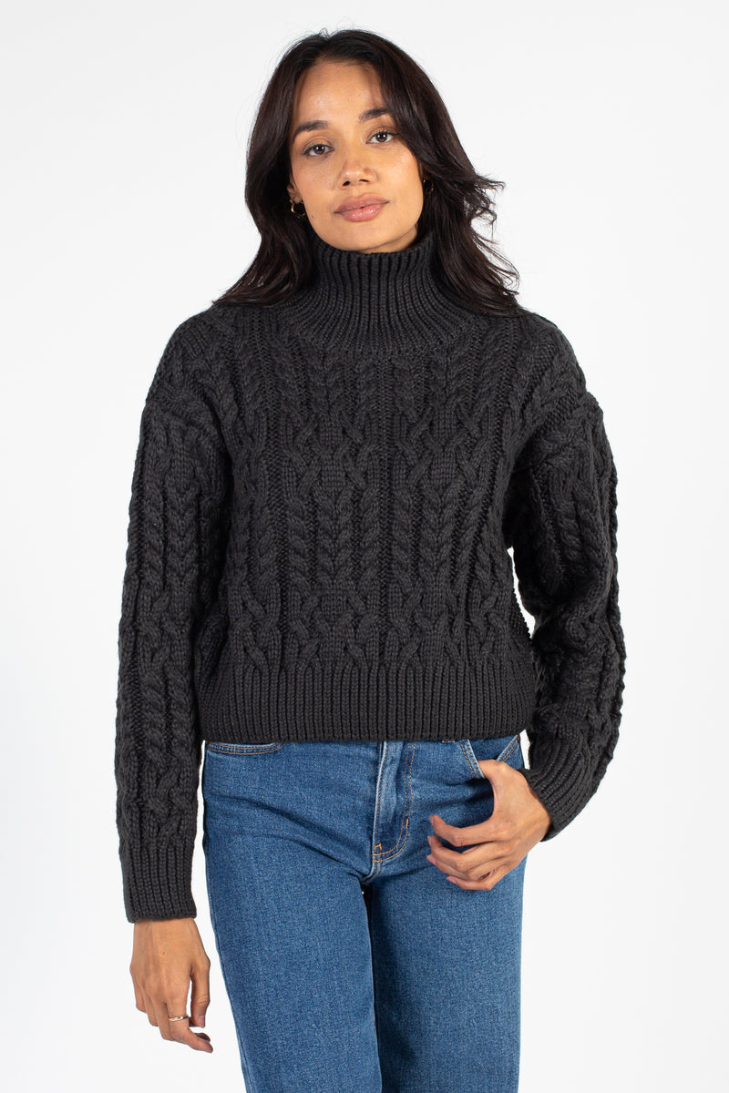 Yolanda Turtleneck Thick Textured Sweater - honey