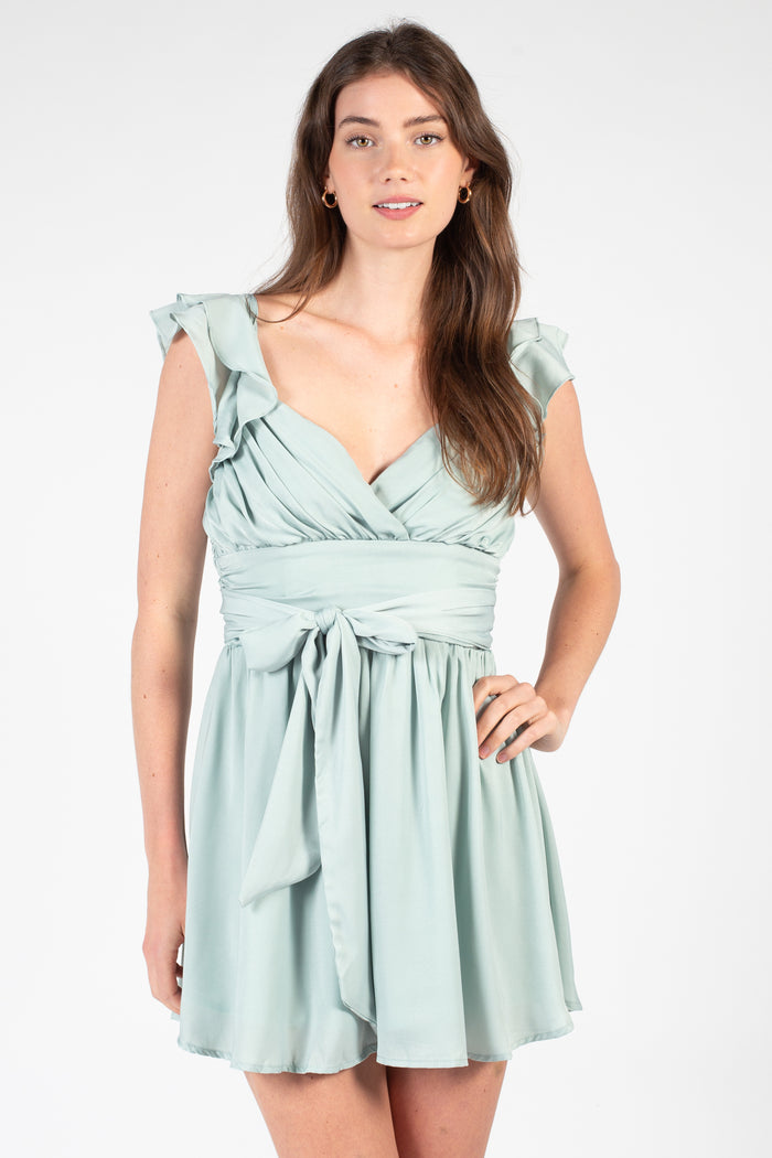 Aliya Tie Front Chiffon Mini Dress