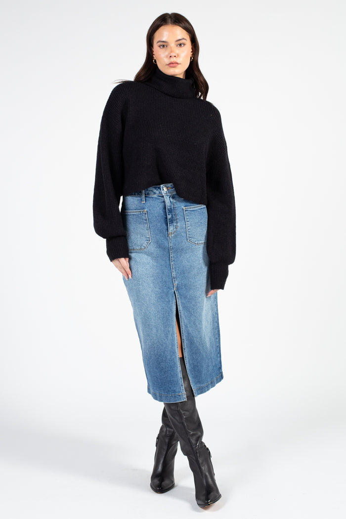 Hilary Knit Turtleneck Sweater - honey