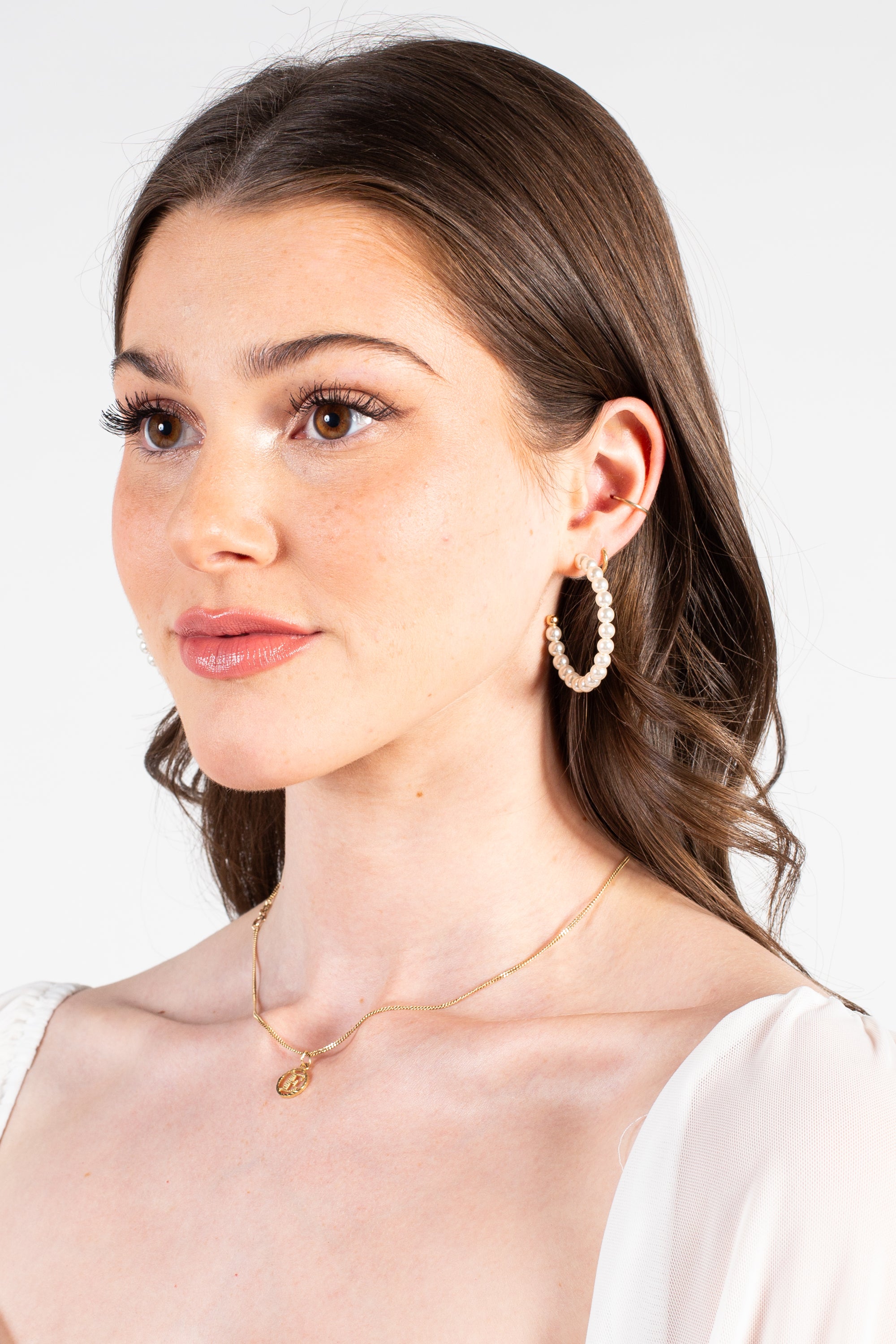 Aribella Pearl Half Hoop Earrings