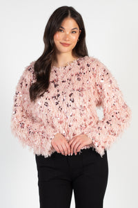 Khalessi Fuzzy Sequin Sweater - honey