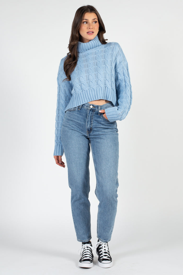 Anita Turtleneck Cable Knit Sweater - honey