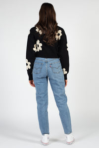 Flora Crewneck Daisy Print Sweater - honey