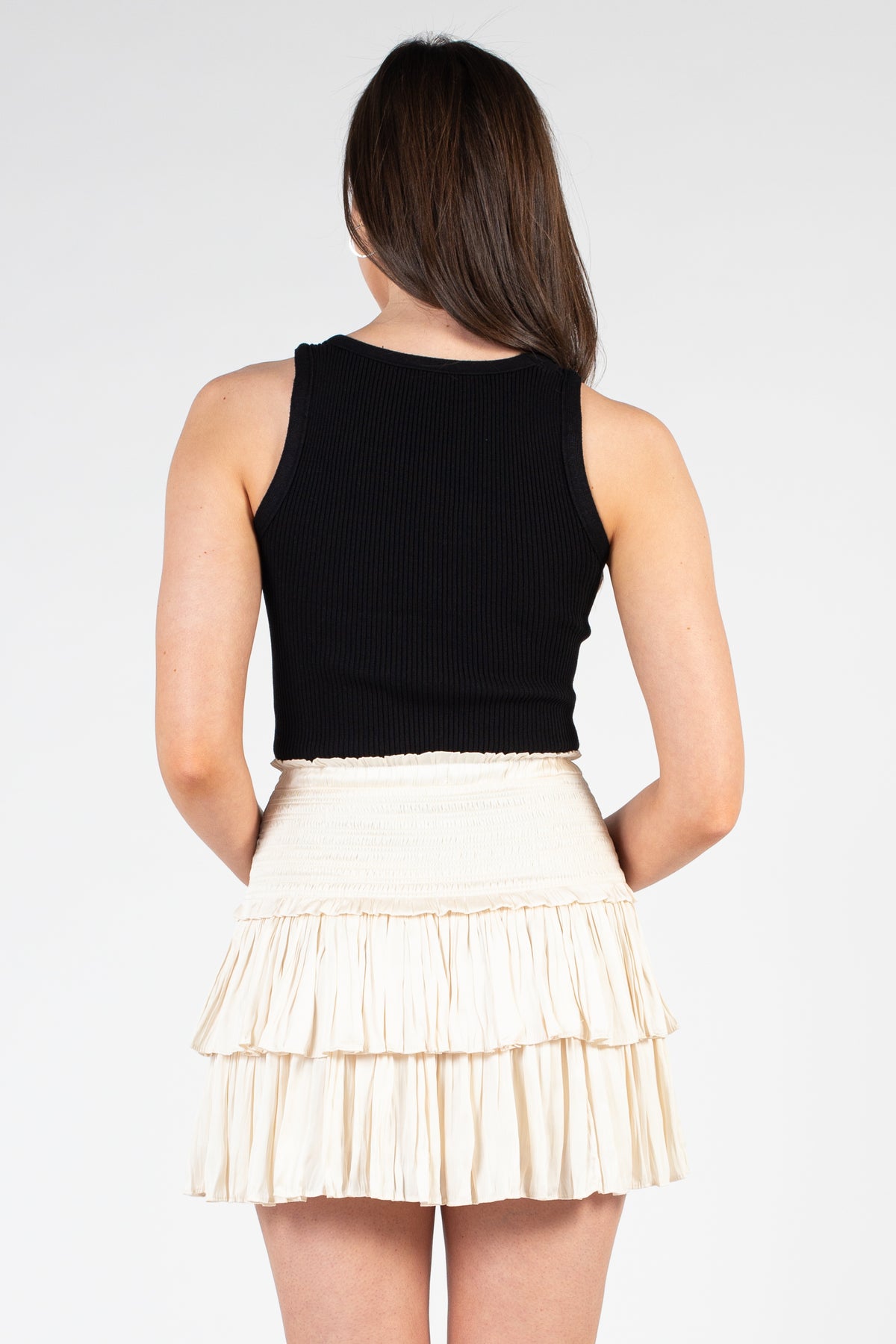 Evangeline Smocked Layer Mini Skirt - honey