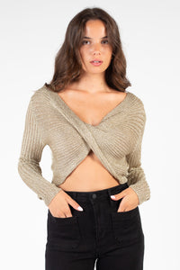 Taylor Twist Front Metallic Knit Sweater