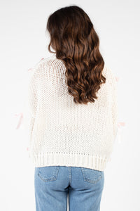 Belle Chunky Bow Knit Cardigan - honey