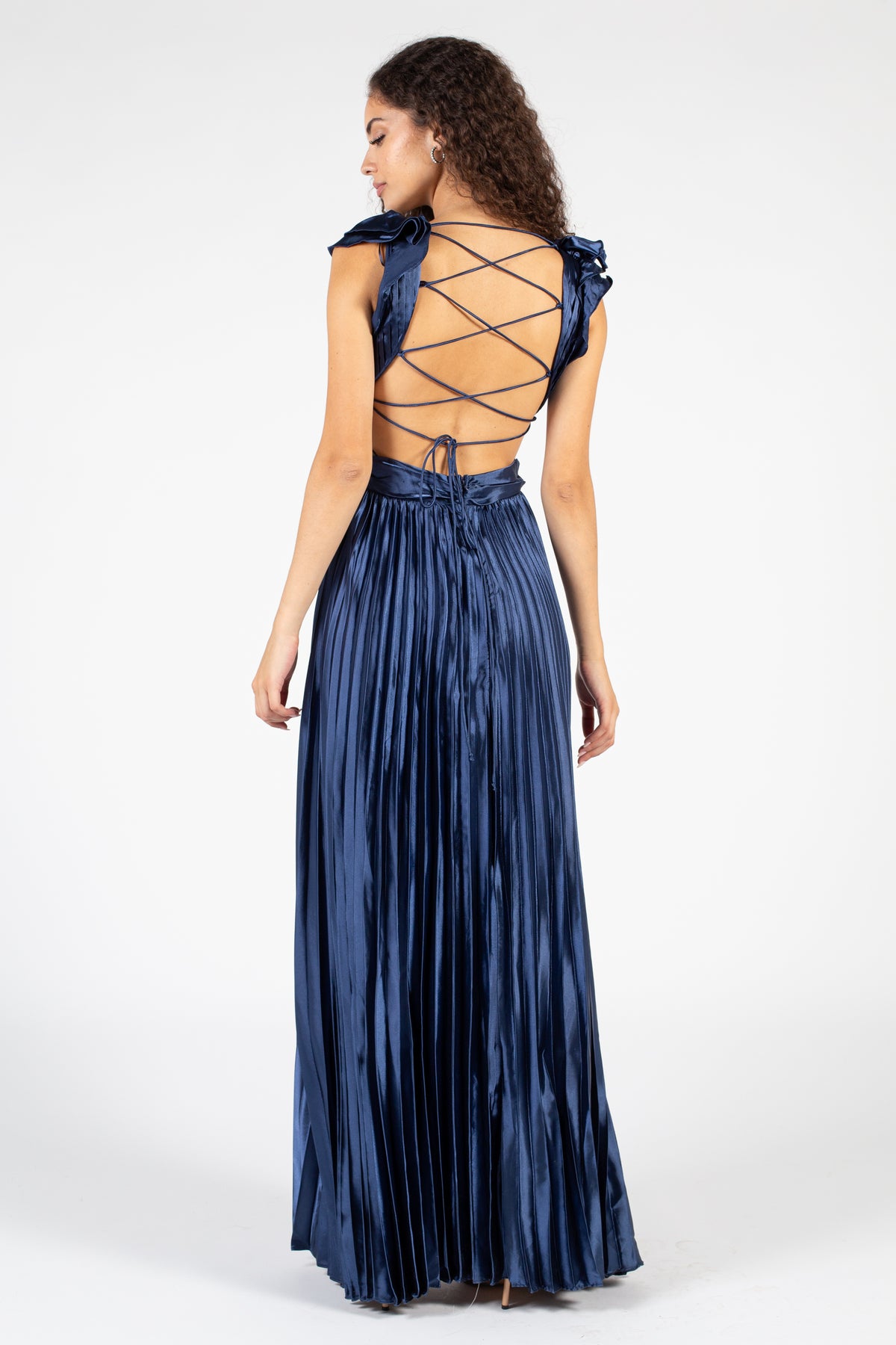 Whitley Strap Back Pleated Gown – honey