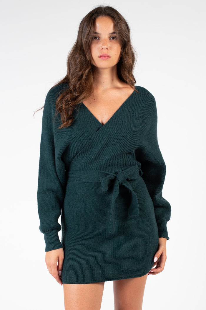 Valentina Tie Waist Sweater Dress - honey