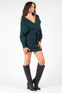 Valentina Tie Waist Sweater Dress - honey