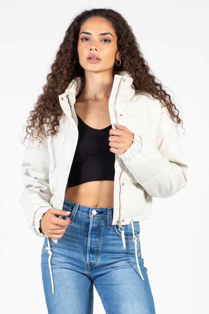 Meilani Vegan Leather Cropped Jacket - honey