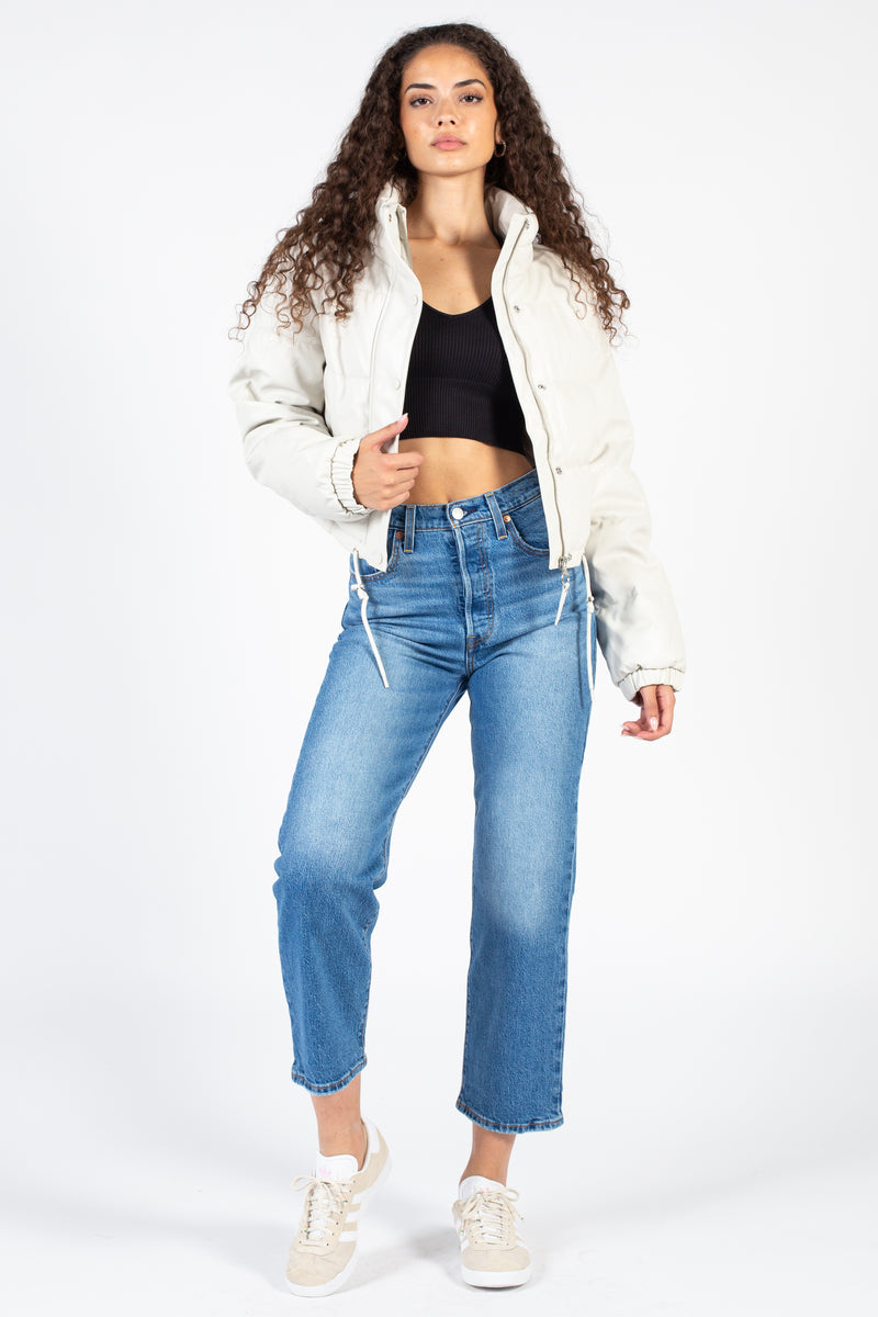 Meilani Vegan Leather Cropped Jacket - honey