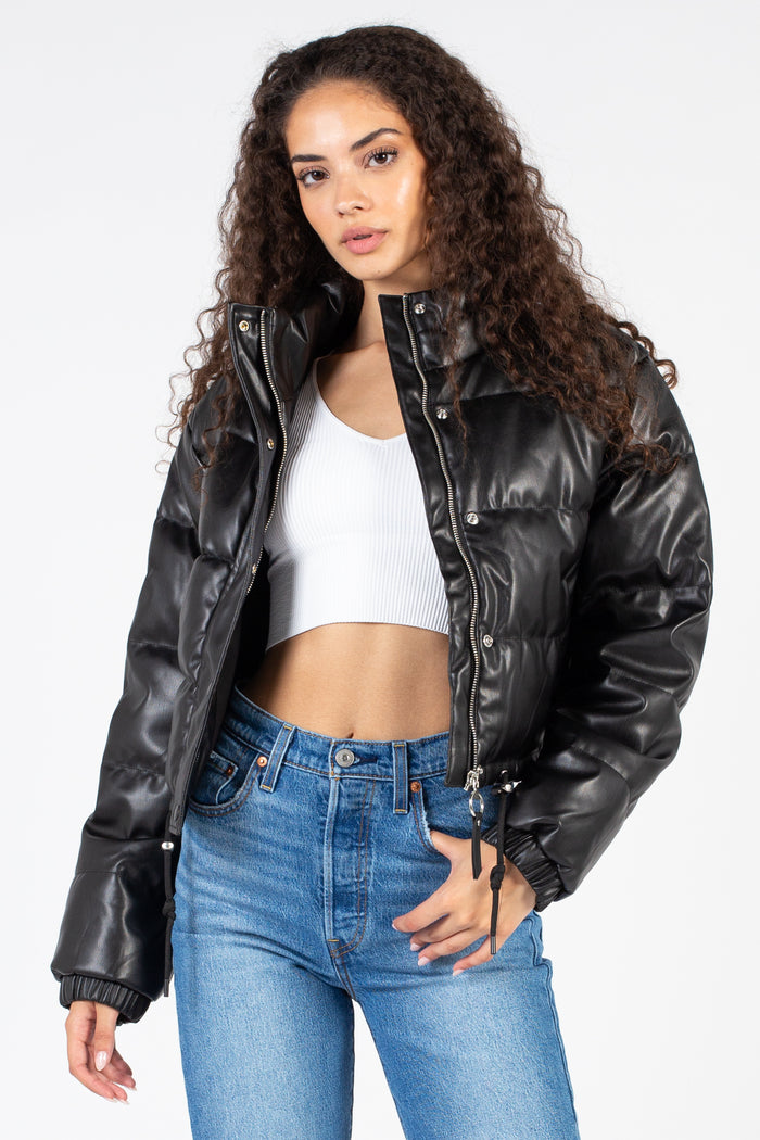 Meilani Vegan Leather Cropped Jacket - honey